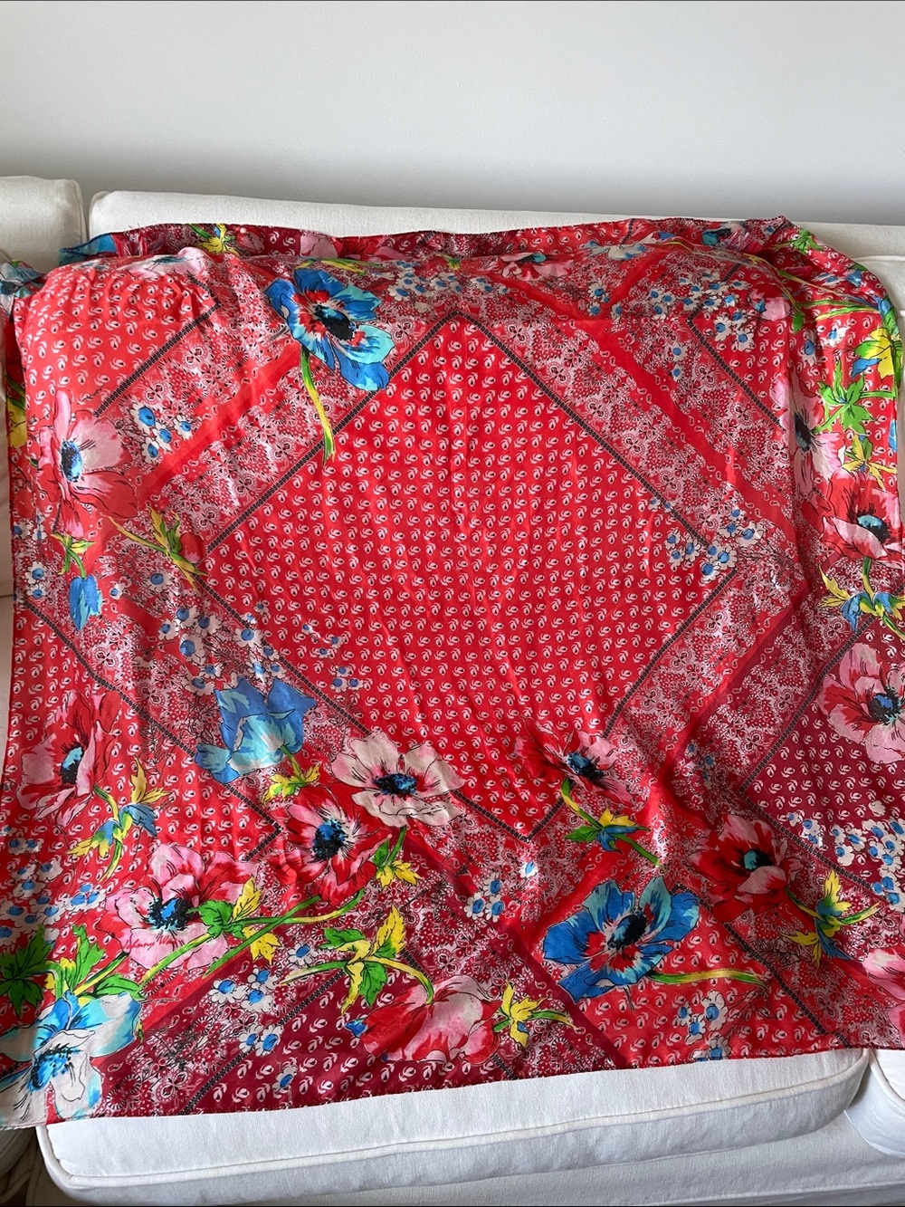 Red Floral scarf- Vibrant Patterned